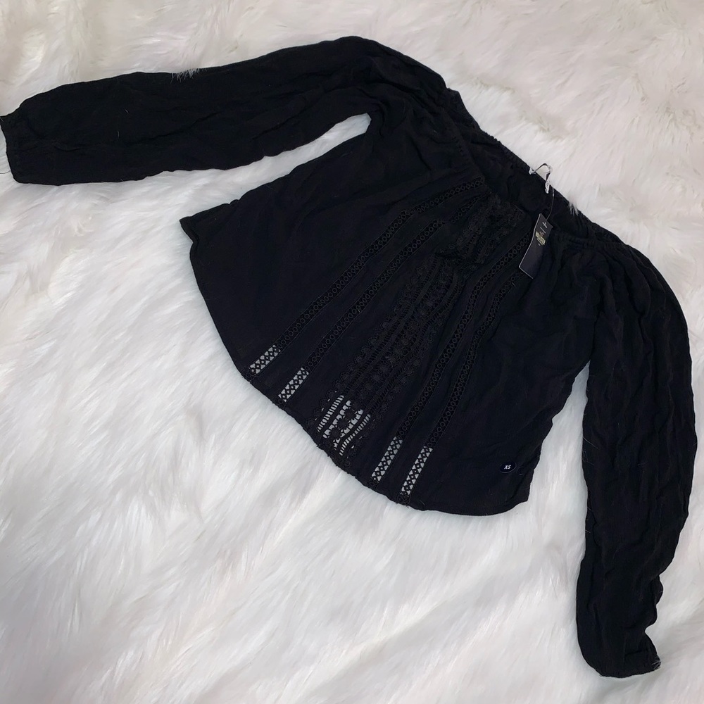 Hollister off the shoulder black lace top